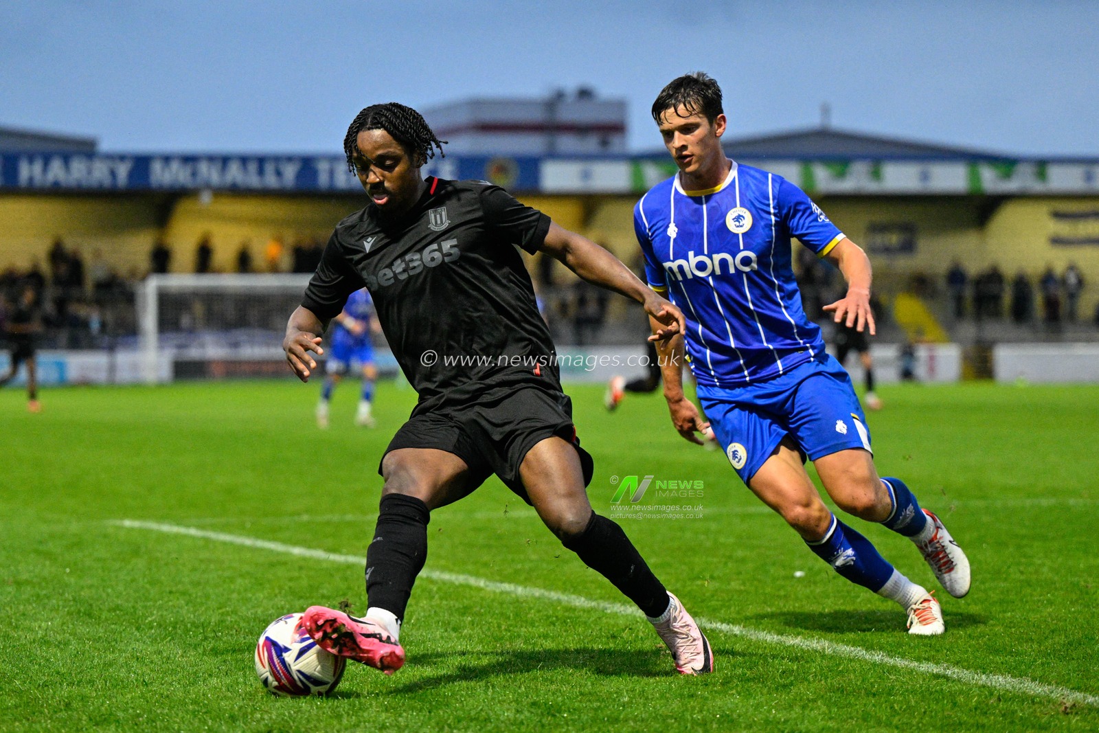 Niall Ennis of Stoke City breaks forward during the Pre-season friendly match Chester vs Stoke City at Deva Stadium, Chester, United Kingdom, 11th July 2024

(Photo by Cody Froggatt/News Images)