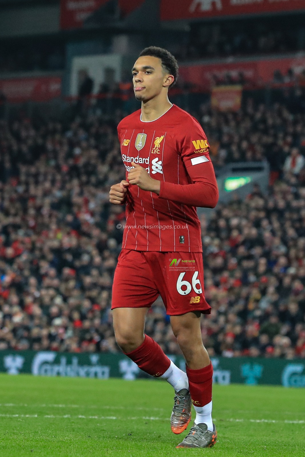 29th December 2019, Anfield, Liverpool, England; Premier League, Liverpool v Wolverhampton Wanderers : Trent Alexander-Arnold (66) of Liverpool during the game

Credit: Mark Cosgrove/News Images