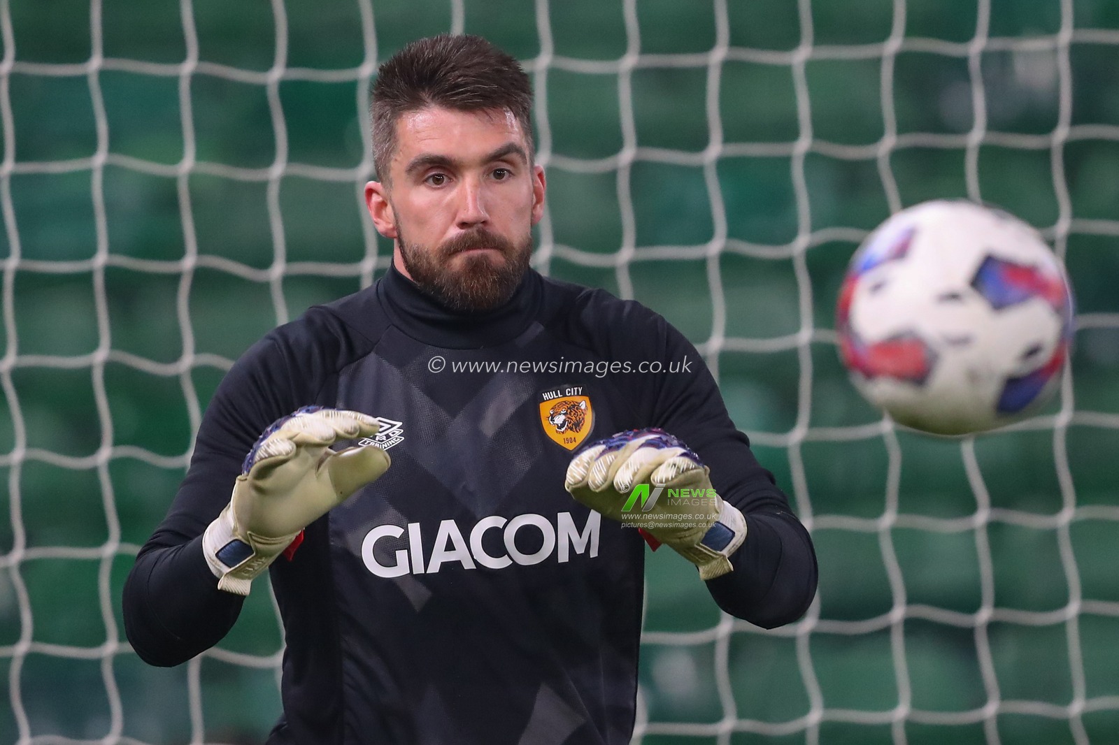Matt Ingram #1 of Hull City during the pre-game warm up ahead of the Sky Bet Championship match Norwich City vs Hull City at Carrow Road, Norwich, United Kingdom, 14th February 2023

(Photo by Gareth Evans/News Images)