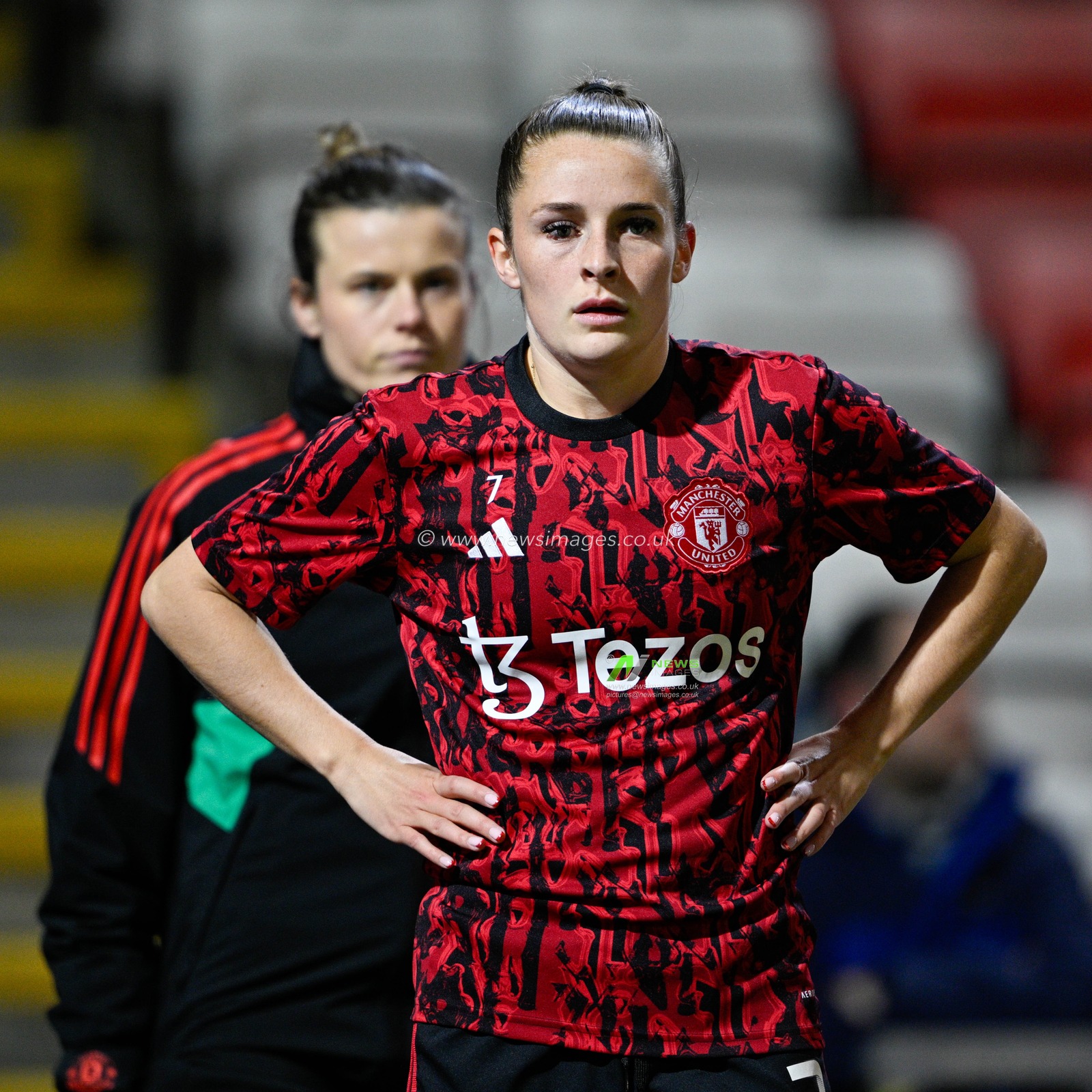 Ella Toone #7 of Manchester United Women warms up ahead of the match, during the FA Women's League Cup Group B match Manchester United Women vs Leicester Women at Leigh Sports Village, Leigh, United Kingdom, 14th December 2023

(Photo by Cody Froggatt/News Images)