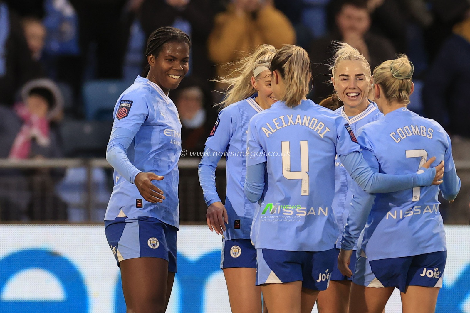 Khadija Shaw of Manchester City celebrates scoring to make it 3-1 during the The FA Women's Super League match Manchester City Women vs Liverpool Women at Joie Stadium, Manchester, United Kingdom, 21st January 2024

(Photo by Conor Molloy/News Images)