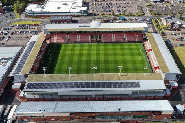 An aerial view of Leigh Sports Village during the Betfred Super League Round 26 match Leigh Leopards vs St Helens at Leigh Sports Village, Leigh, United Kingdom, 12th September 2025

(Photo by Mark Cosgrove/News Images)