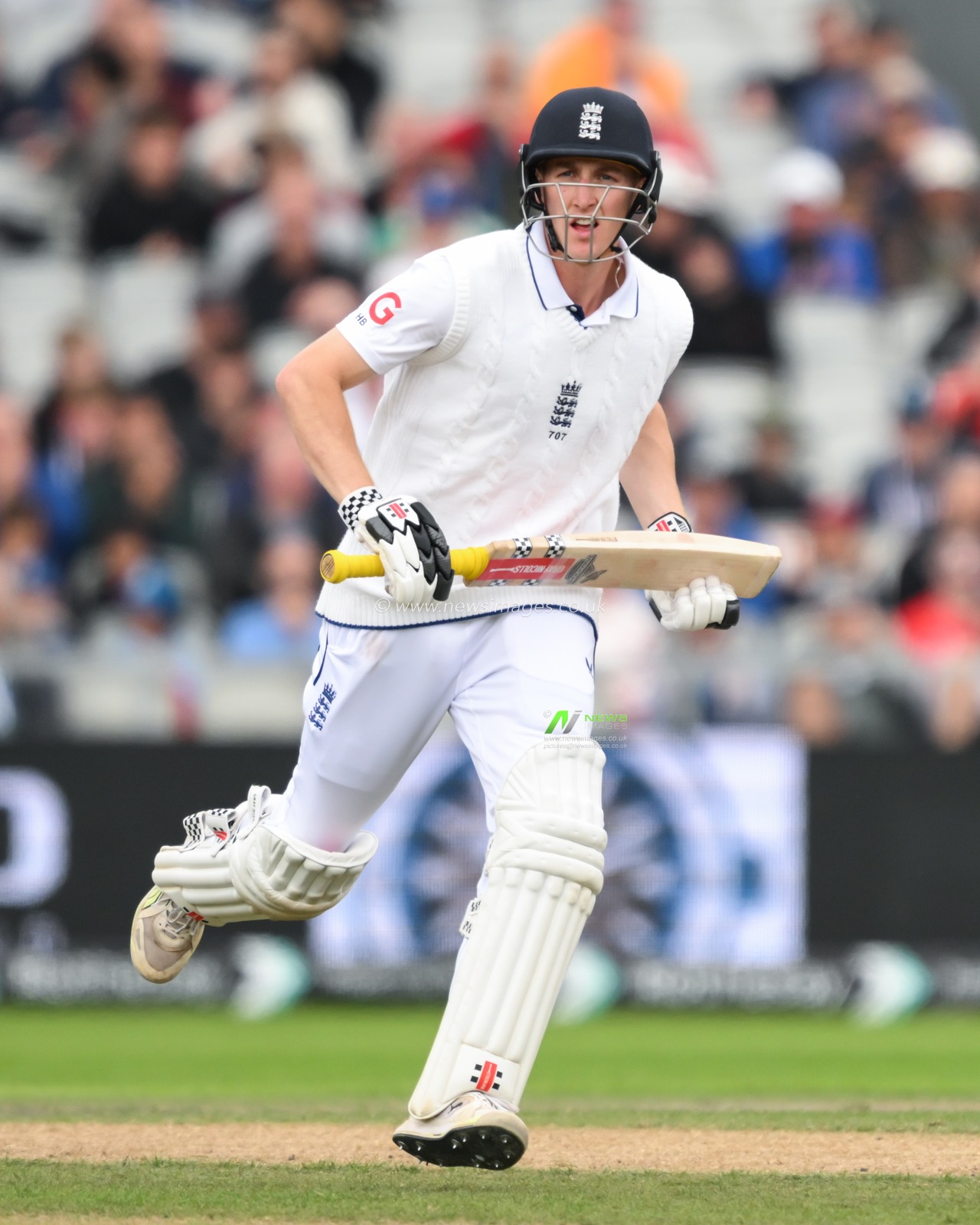 Harry Brook of England runs between the wickets during the England Men v Sri Lanka 1st Rothesay Test Match Day 2 at Old Trafford, Manchester, United Kingdom, 22nd August 2024

(Photo by Craig Thomas/News Images)