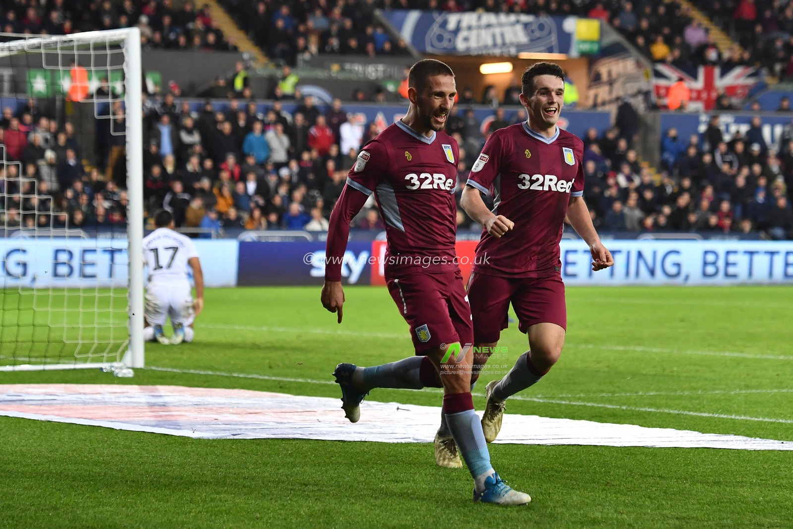 26th December 2018, Liberty Stadium, Swansea, Wales; Sky Bet Championship, Swansea vs  Aston Villa ; Conor Hourihane of Aston Villa celebrates scoring his side's first goal  

Credit: Craig Thomas/News Images

English Football League images are subject to DataCo Licence