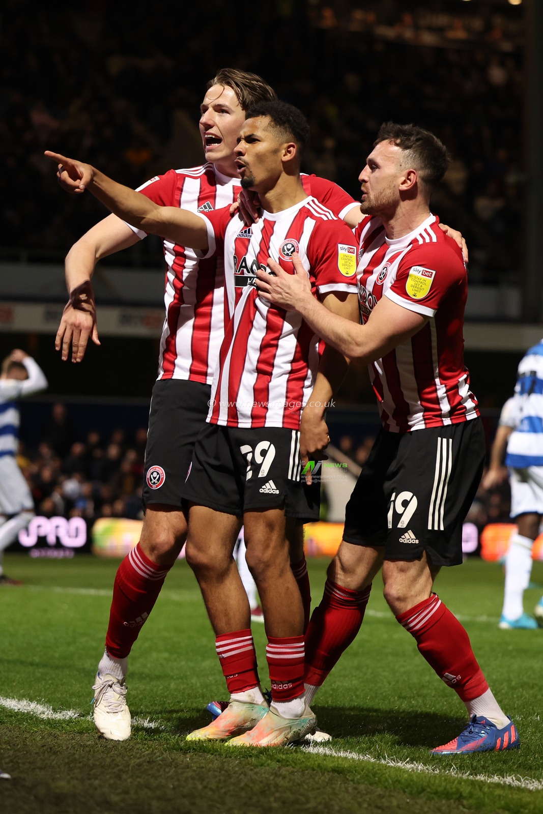 Iliman Ndiaye of Sheffield United celebrates his goal.