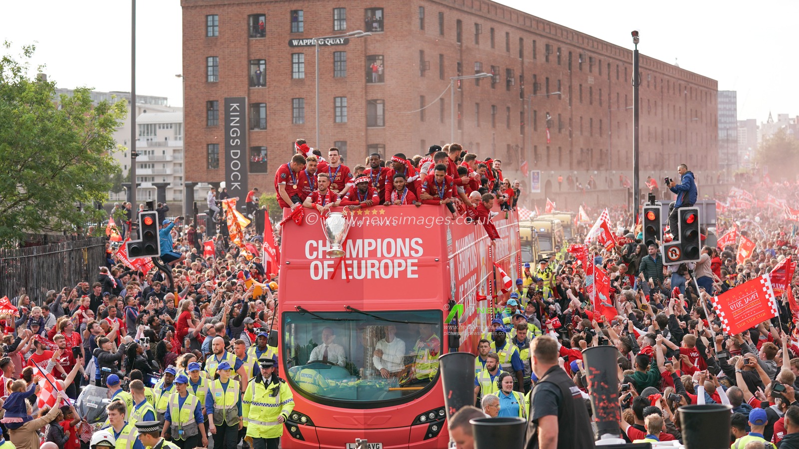 Liverpool Football club Champions League parade through the city on an open top bus.

2nd June 2019 , Liverpool, England; UEFA Champions League, Liverpool FC Champions League winners celebrations and open top bus parade ; 


Credit: Terry Donnelly/News Images