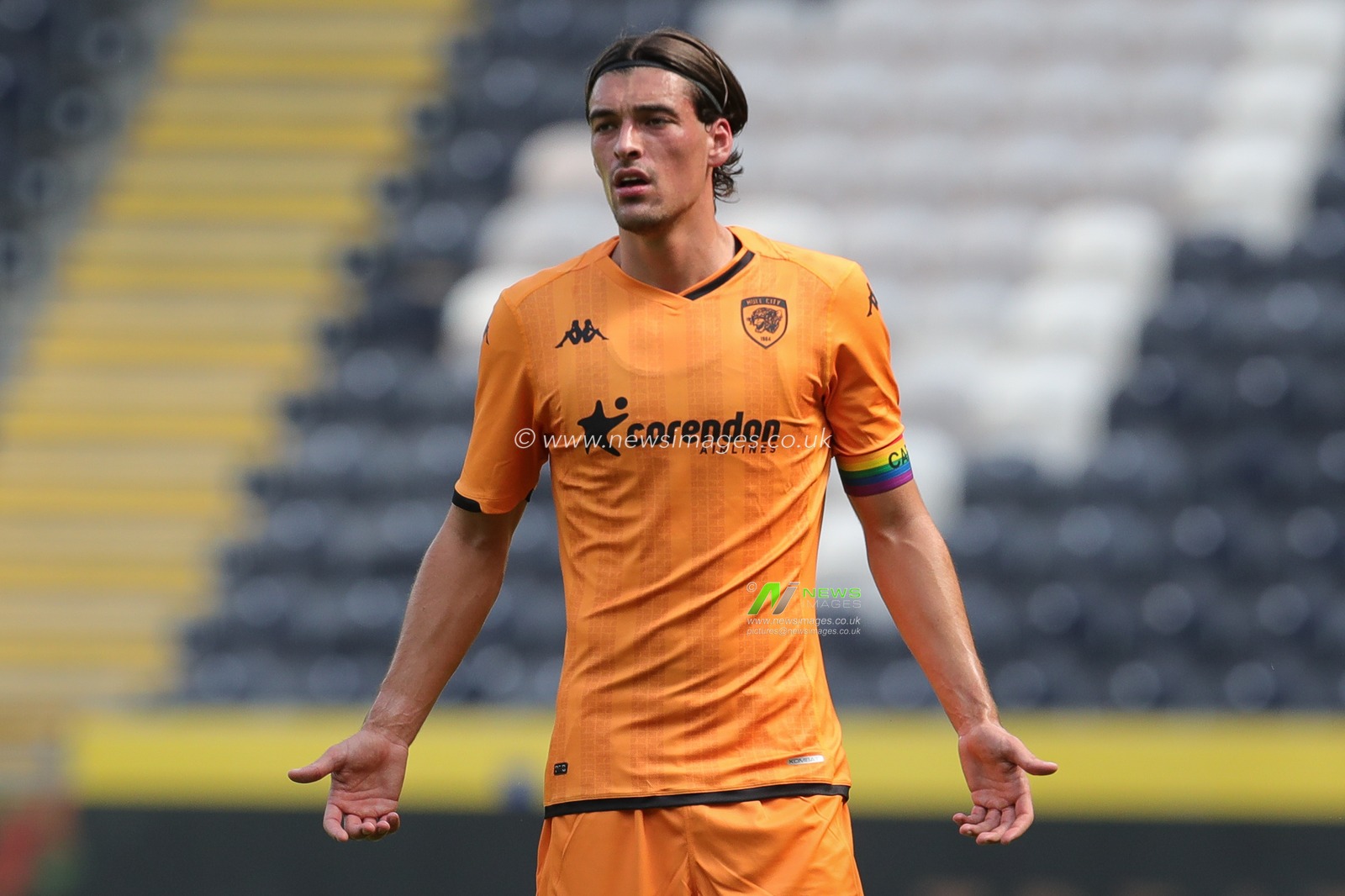 Jacob Greaves #4 of Hull City gestures and reacts during the Pre-season friendly match Hull City vs Nantes at MKM Stadium, Hull, United Kingdom, 29th July 2023

(Photo by James Heaton/News Images)