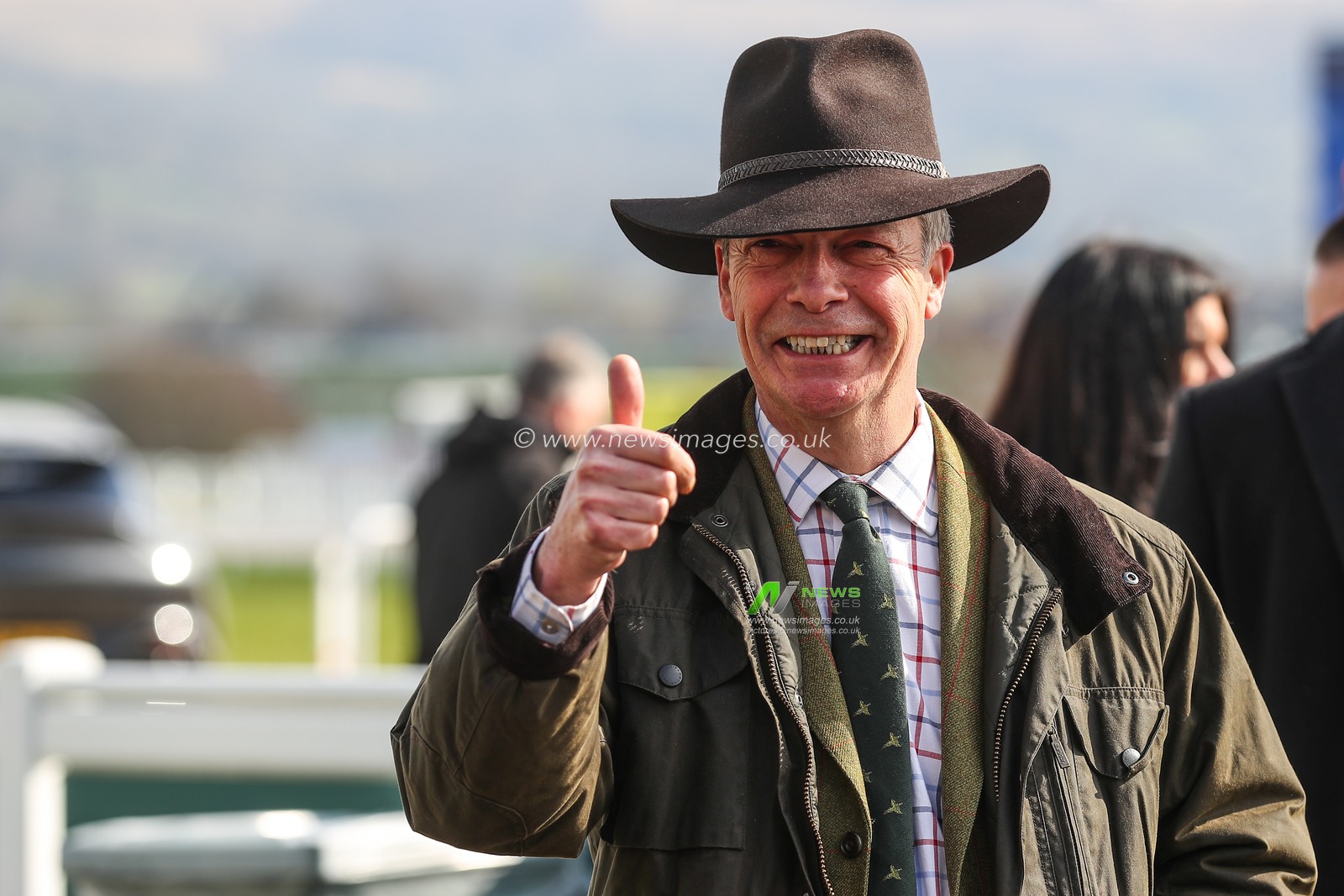 Nigel Farage member of Parliament arrives ahead of Cheltenham Festival 2025 Gold Cup Day at Cheltenham Racecourse, Cheltenham, United Kingdom, 14th March 2025

(Photo by Gareth Evans/News Images)