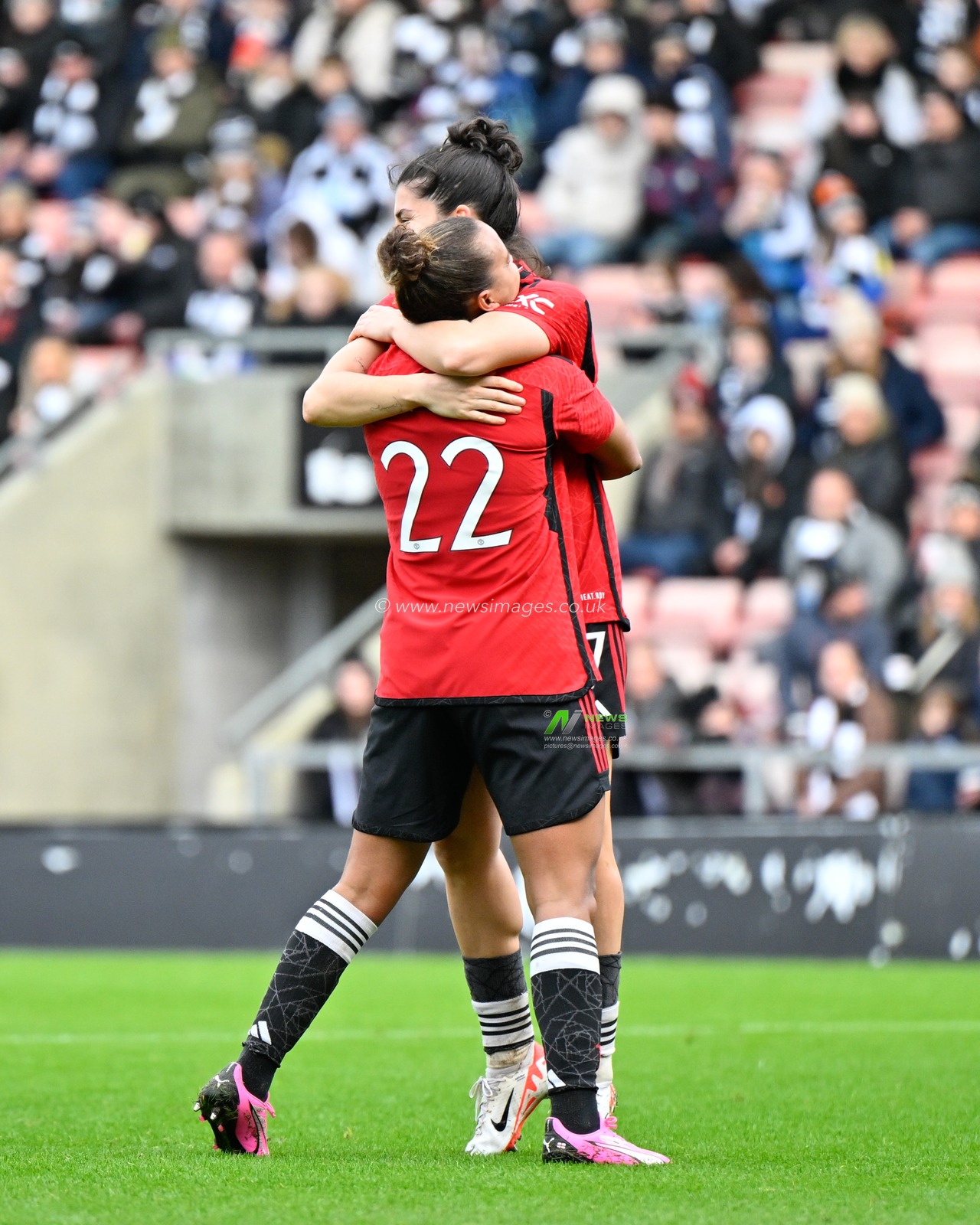 Nikita Parris of Manchester United Women celebrates her goal to make it 3-0 to United, during the Vitality Women's FA Cup match Manchester United Women vs Newcastle United women at Leigh Sports Village, Leigh, United Kingdom, 14th January 2024

(Photo by Cody Froggatt/News Images)
