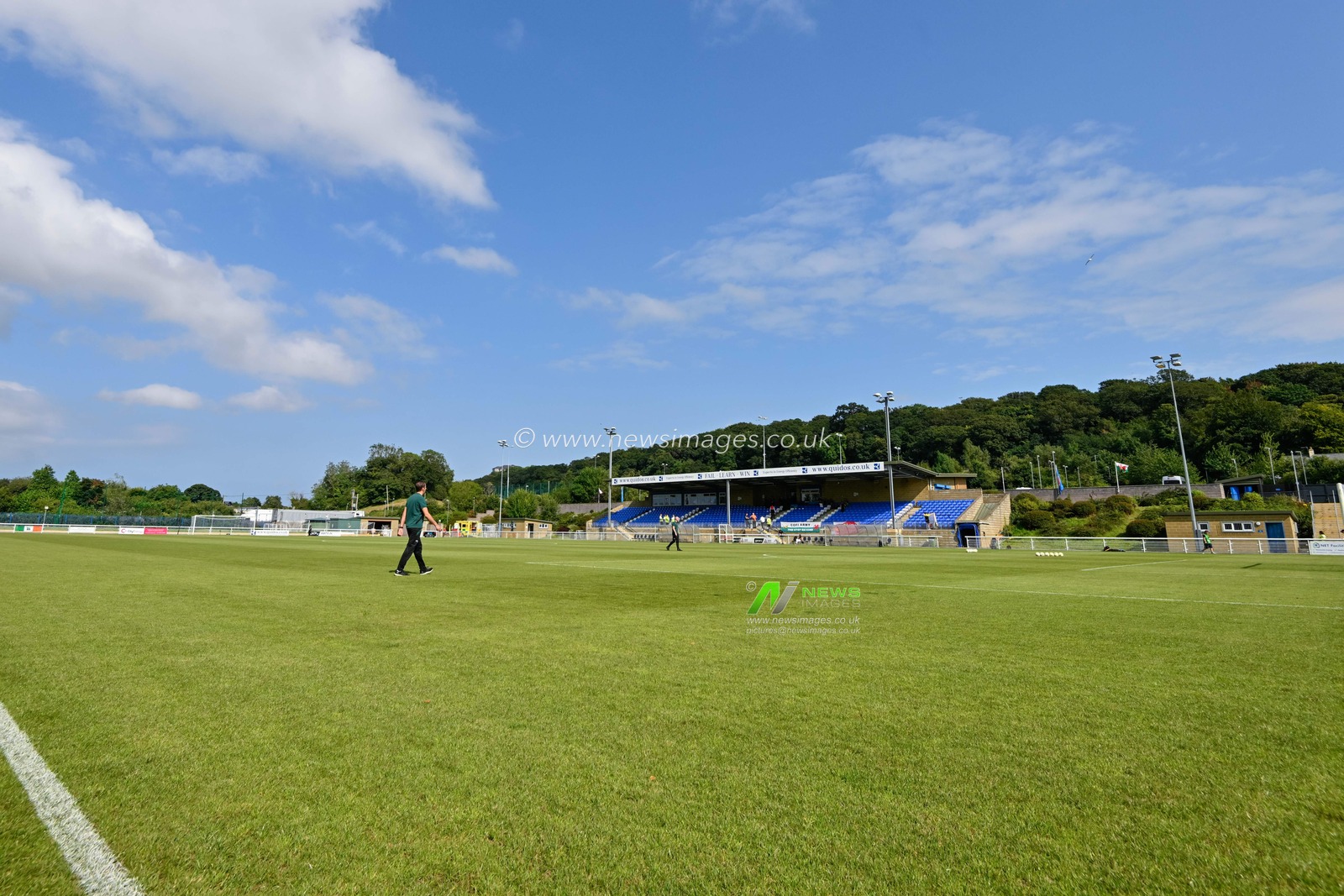 A general view of Nantporth ahead of the UEFA Europa Conference League Second Qualifying Round 2nd leg match Caernarfon Town vs Legia Warsaw at Nantporth, Bangor, United Kingdom, 1st August 2024

(Photo by Cody Froggatt/News Images)