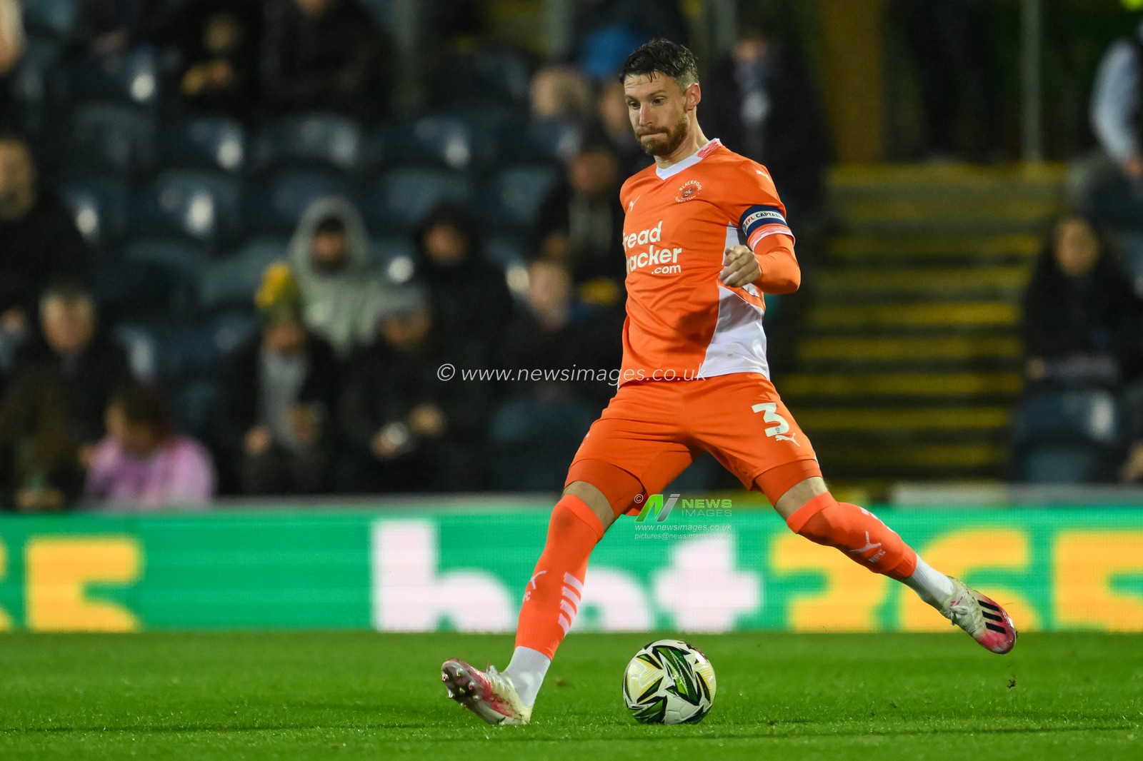 James Husband of Blackpool in action during the Carabao Cup match Blackburn Rovers vs Blackpool at Ewood Park, Blackburn, United Kingdom, 27th August 2024

(Photo by Craig Thomas/News Images)