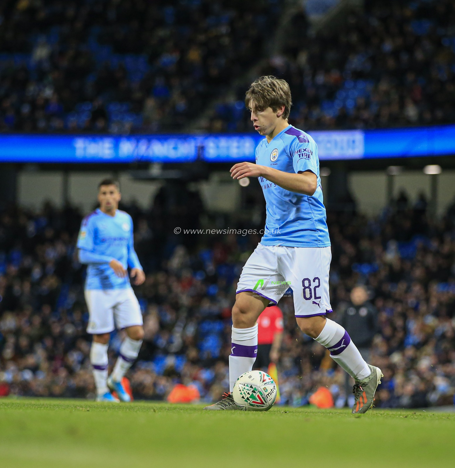 29th October 2019, Etihad Stadium, Manchester, England; Carabao Cup, Manchester City v Southampton : Adrian Bernabe (82) of Manchester City runs with the ball

Credit: Conor Molloy/News Images