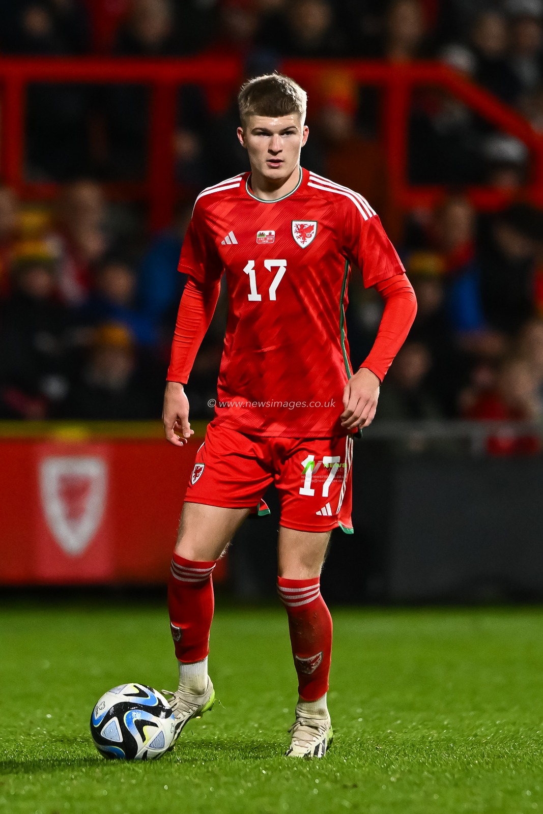 Jordan James of Wales in action during the International Friendly match Wales vs Gibraltar at SToK Cae Ras, Wrexham, United Kingdom, 11th October 2023

(Photo by Craig Thomas/News Images)