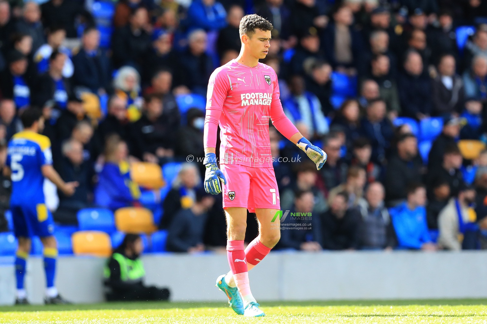 Nik Tzanev #1 of AFC Wimbledon seen during the match.