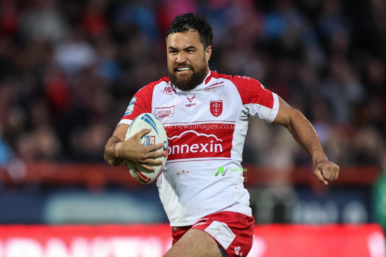 Peta Hiku of Hull KR runs in a 30 yard solo try to make it 16-0 during the Betfred Super League Round 9 match Hull KR vs Wigan Warriors at Sewell Group Craven Park, Kingston upon Hull, United Kingdom, 26th April 2024

(Photo by Mark Cosgrove/News Images)