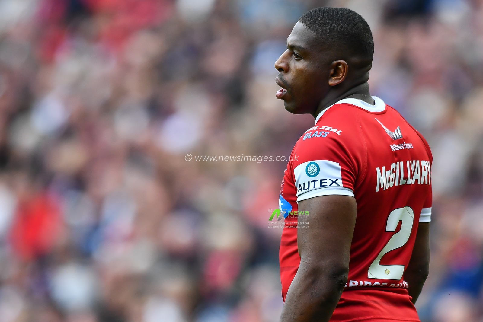 25th May 2019 , Anfield Stadium, Liverpool, England; Dacia Magic Weekend, Betfred Super League Round 16, Hull FC vs Huddersfield Giants ; Jermaine McGillvary (2) of Huddersfield Giants 

Credit: Craig Thomas/News Images
