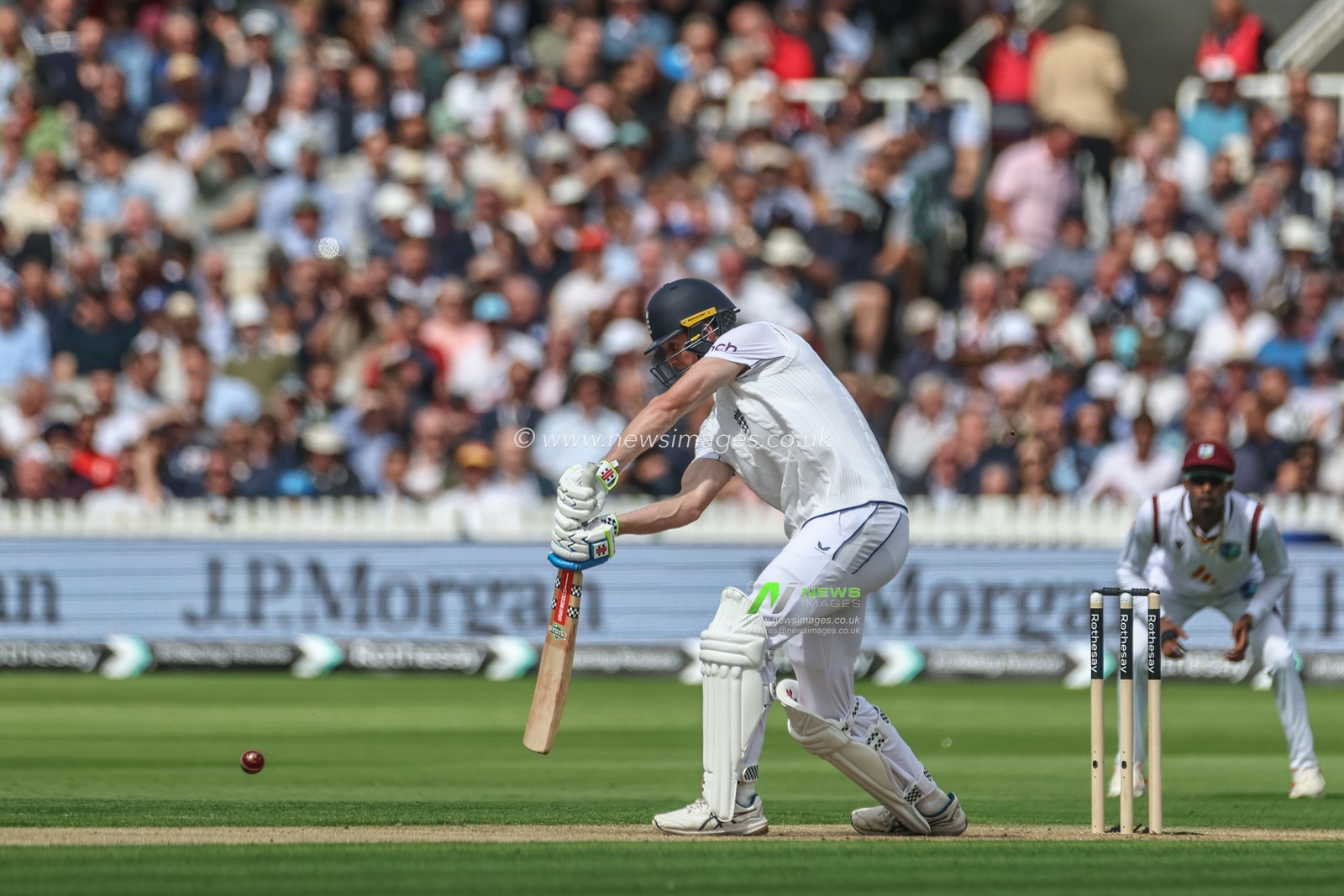 Zak Crawley of England hits the ball for four runs during the 1st Rothesay Test Match day 1 England v West Indies at Lords, London, United Kingdom, 10th July 2024

(Photo by Mark Cosgrove/News Images)