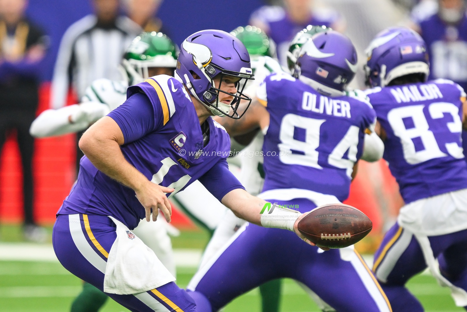 Sam Darnold of the Minnesota Vikings in action during the Week 5 match New York Jets vs Minnesota Vikings at Tottenham Hotspur Stadium, London, United Kingdom, 6th October 2024

(Photo by Craig Thomas/News Images)