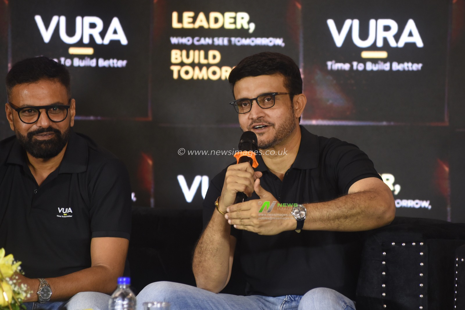 Former BCCI President and Indian cricket captain Sourav Ganguly reacts at the media conferences during Vura Bau-Chemie LLP, a global construction chemical brand, is proud to announce Sourav Ganguly, the renowned cricket legend and former Indian captain, as its new brand ambassador and mentor in Kolkata,India on February 21,2025.Pictures by Debajyoti Chakraborty.(Photo: Debajyoti Chakraborty/News Images)
