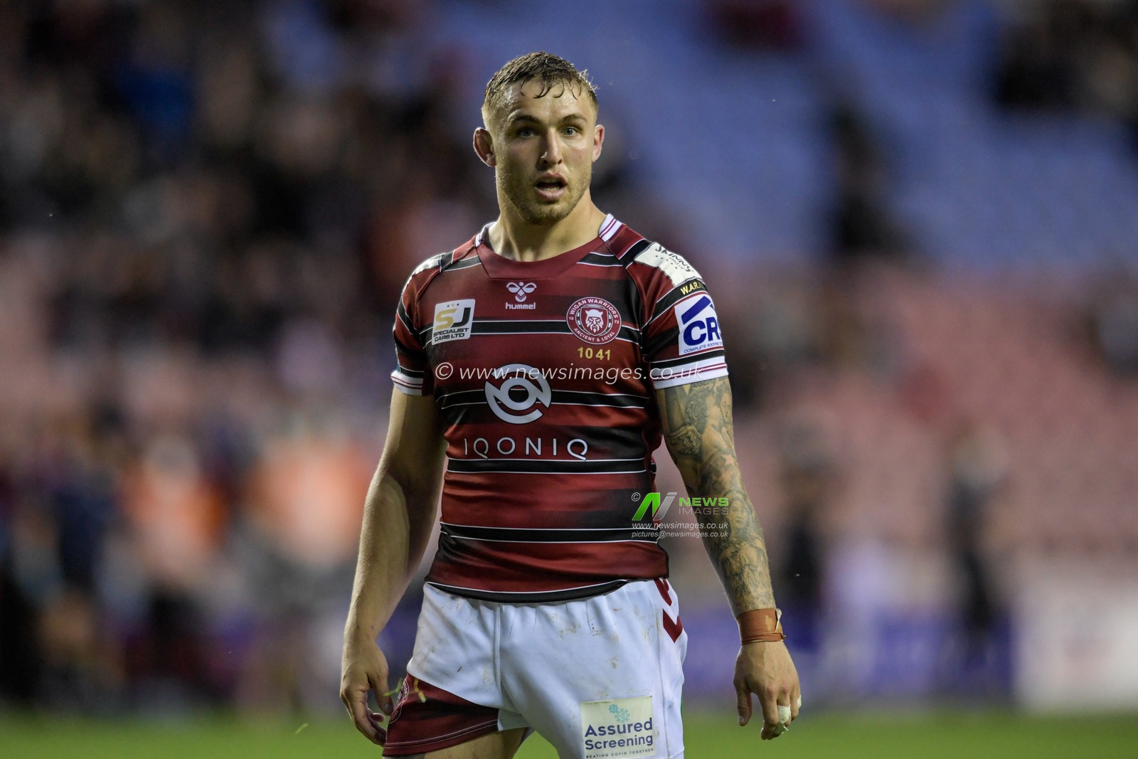 Sam Powell (9) of Wigan Warriors in action during the game