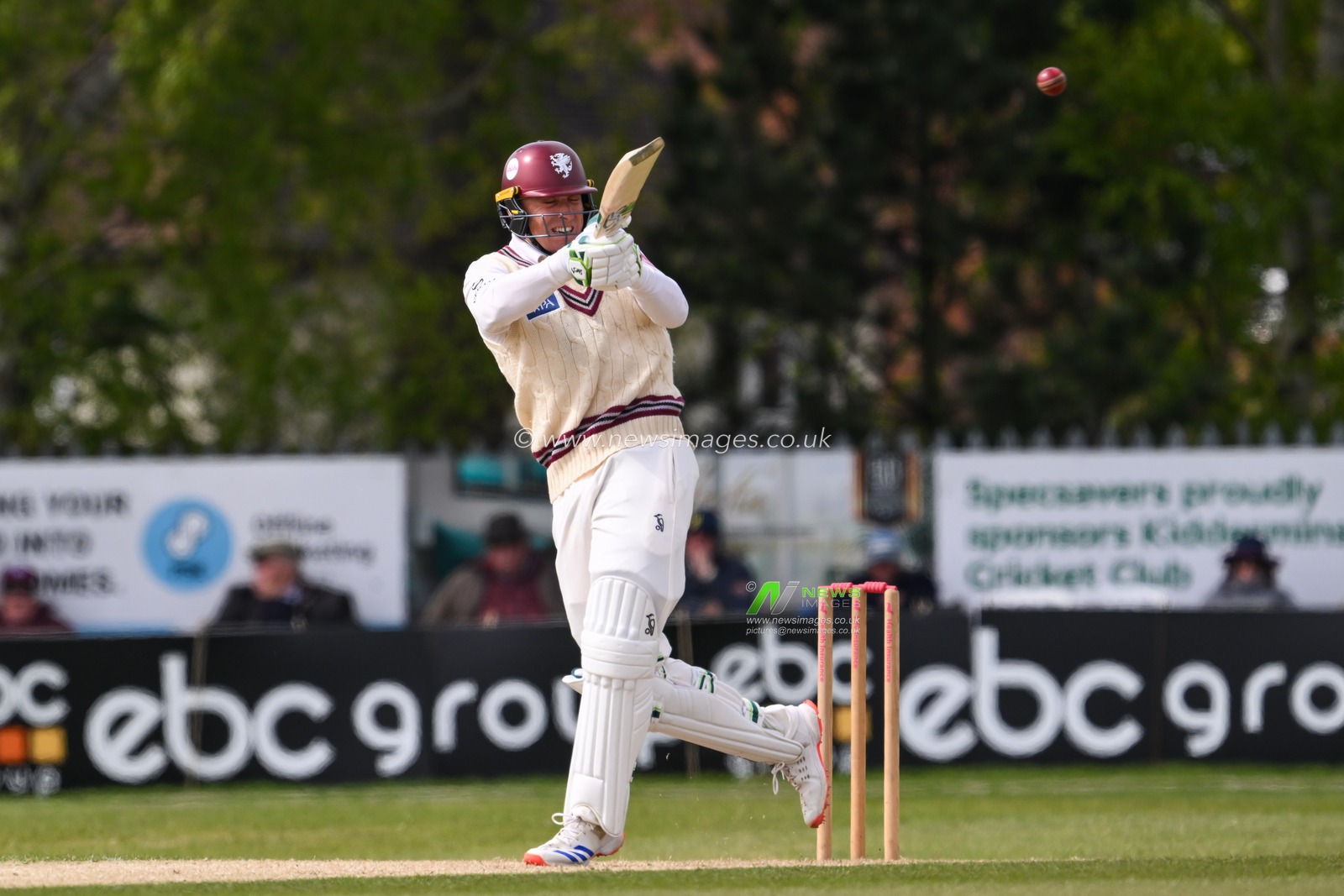 Tom Banton of Somerset hooks the ball away for 2 runs during the Vitality County Championship Division 1 match Worcestershire vs Somerset at Kidderminster Cricket Club, Kidderminster, United Kingdom, 26th April 2024

(Photo by Craig Thomas/News Images)