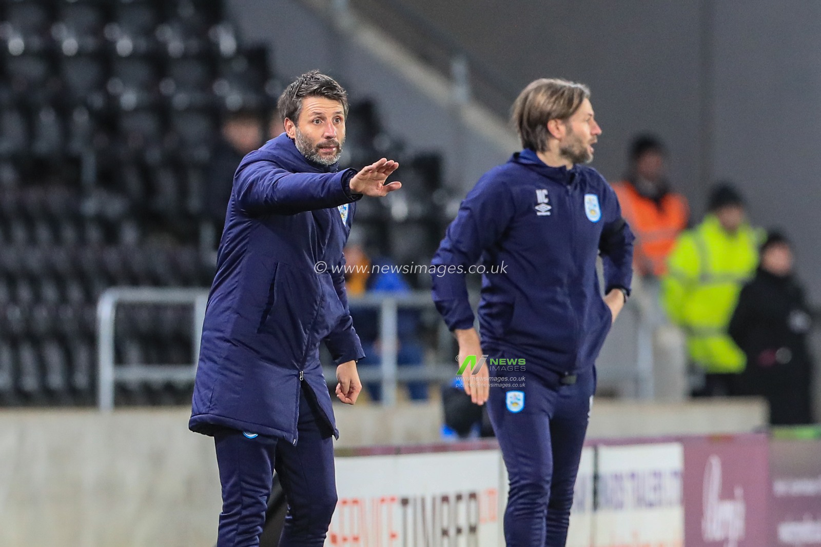 28th January 2020, KC Stadium, Kingston upon Hull, England; Sky Bet Championship, Hull City v Huddersfield Town : Danny Cowley manager of Huddersfield Town reacts  during the game