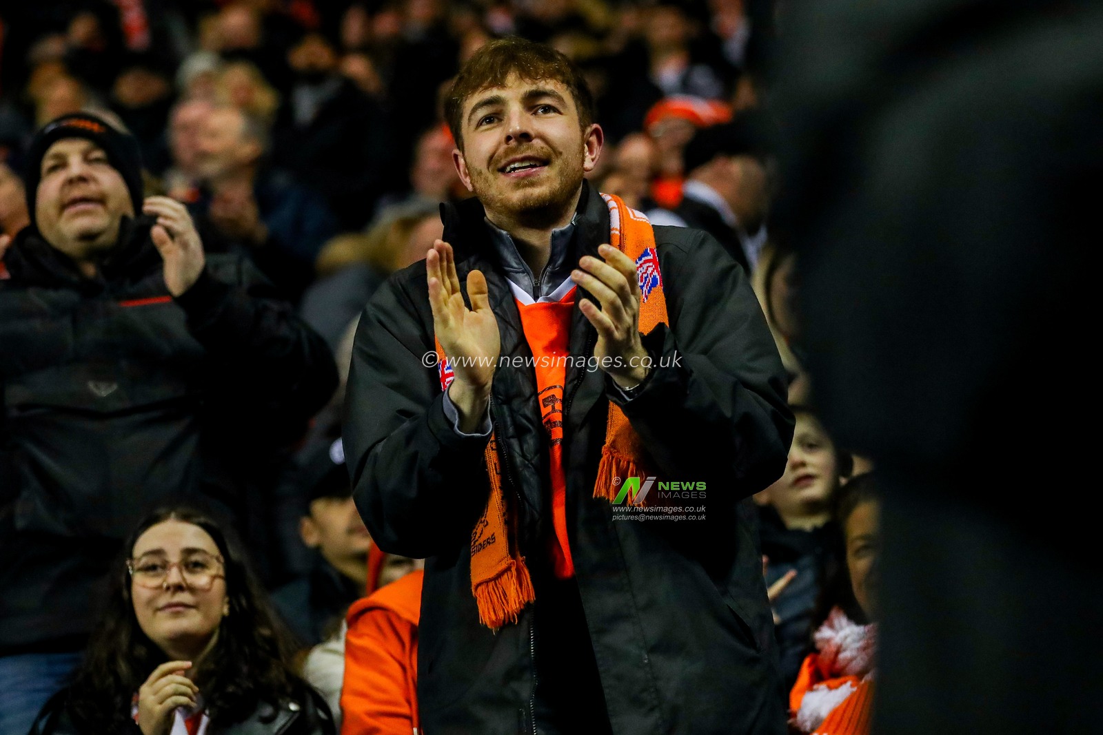Blackpool fans celebrate during the Sky Bet League 1 match Reading vs Blackpool at Select Car Leasing Stadium, Reading, United Kingdom, 14th December 2024

(Photo by Izzy Poles/News Images)