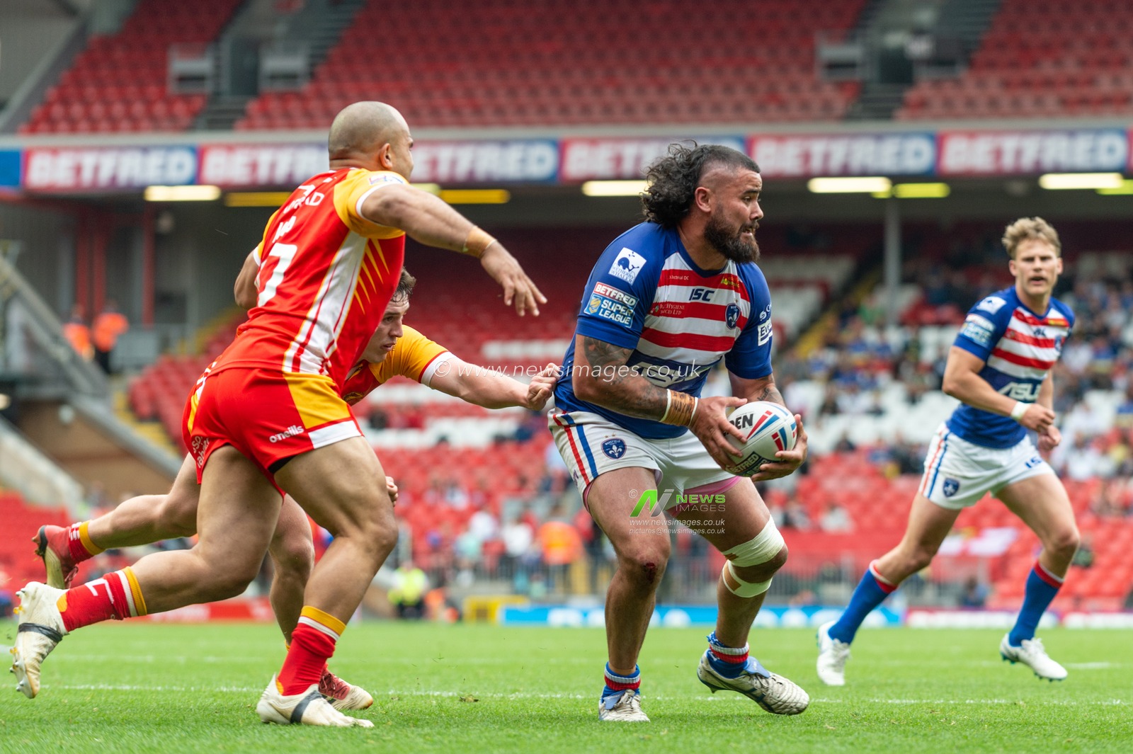 25th May 2019 , Anfield Stadium, Liverpool, England; Dacia Magic Weekend, Betfred Super League Round 16, Wakefield Trinity vs Catalans Dragons ; David Fifita of Wakefield Trinity 

Credit: Richard Long/News Images