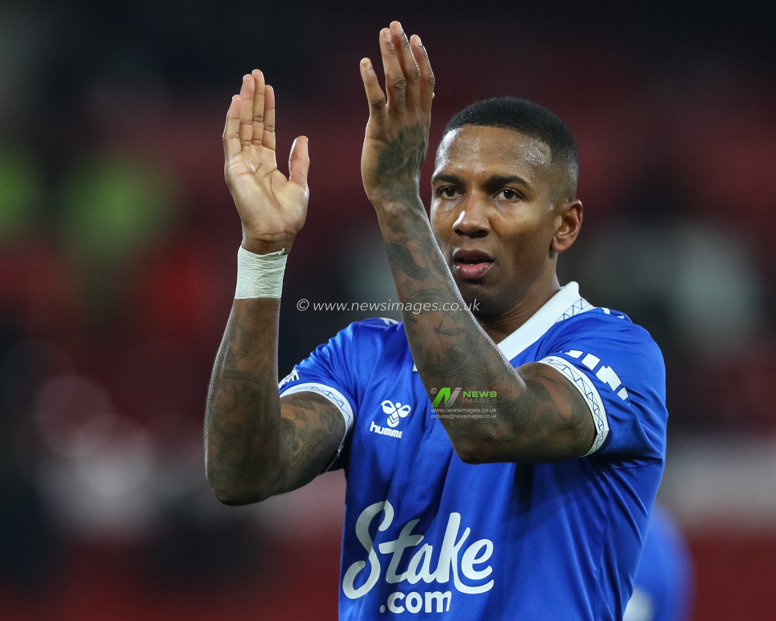 Ashley Young #18 of Everton celebrates a huge three points with the traveling fans during the Premier League match Nottingham Forest vs Everton at City Ground, Nottingham, United Kingdom, 2nd December 2023

(Photo by Gareth Evans/News Images)