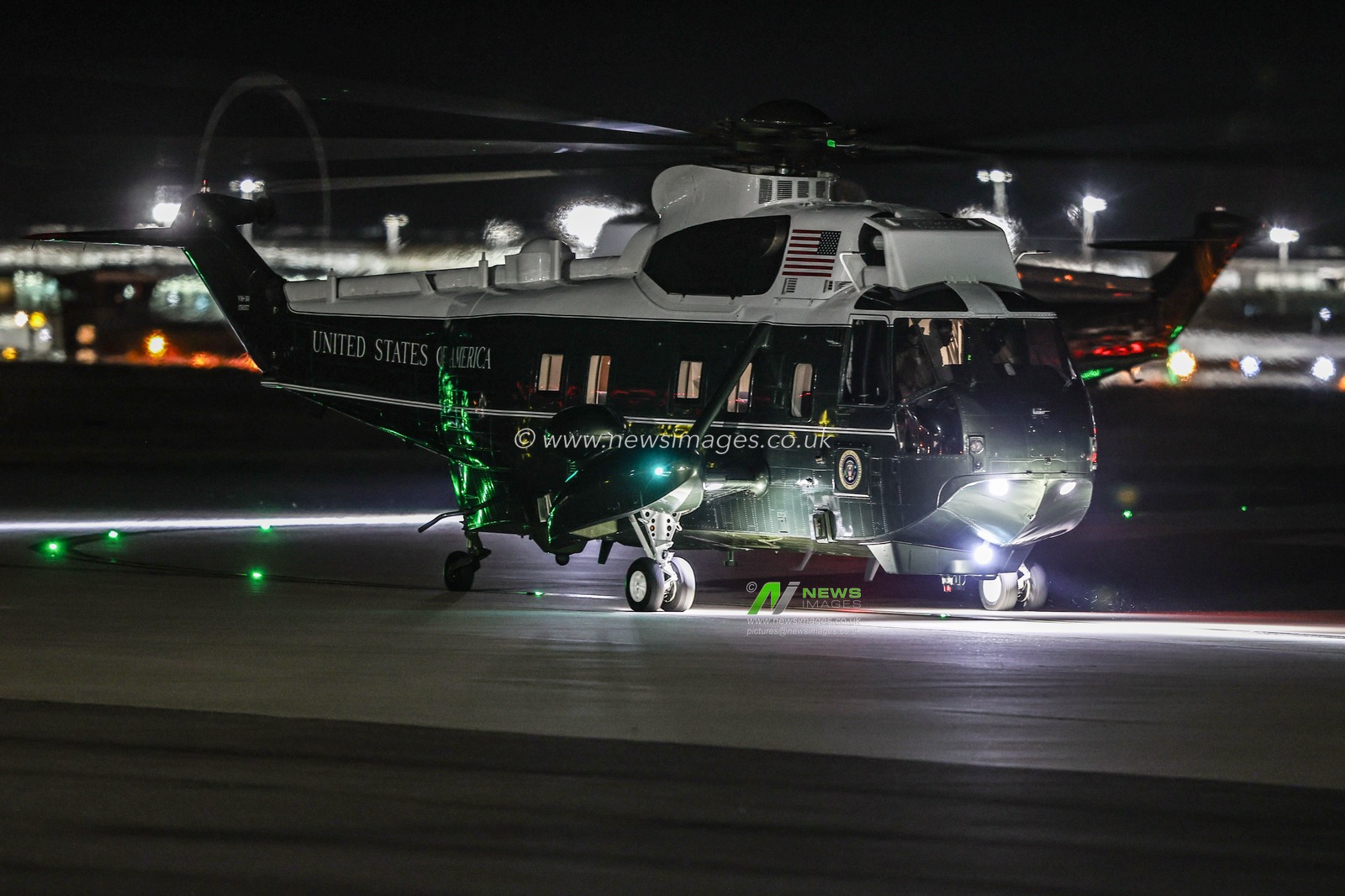 Marine One lands at London Stansted Airport ahead of the US President Donald Trump's state visit to the United Kingdom at London Stansted Airport, Stansted, United Kingdom, 16th September 2025

(Photo by Alfie Cosgrove/News Images)