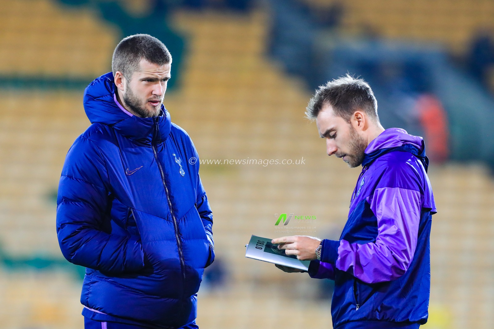 28th December 2019, Carrow Road, Norwich, England; Premier League, Norwich City v Tottenham Hotspur : Eric Dier (15) and Christian Eriksen (23) of Tottenham browse the programme ahead of kick-off.


Credit: Georgie Kerr/News Images