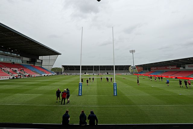 A general view of the Salford Community Stadium before the Betfred Super League round 17 match Salford Red Devils vs Warrington Wolves at Salford Community Stadium, Eccles, United Kingdom, 4th July 2025

(Photo by Sam Eaden/News Images)