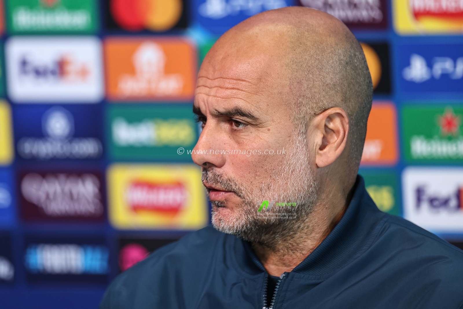 Pep Guardiola manager of Manchester City speaks in the pre-match press conference during the UEFA Champions League Manchester City v Inter Milan Press conference at Etihad Stadium, Manchester, United Kingdom, 17th September 2024

(Photo by Mark Cosgrove/News Images)