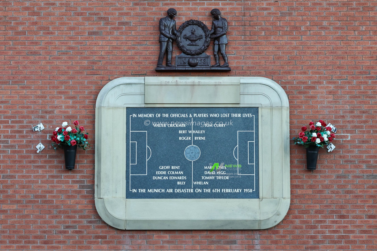 The Munich Air disaster memorial on the stadium wall ahead of the Carabao Cup 3rd Round match Manchester United vs Barnsley at Old Trafford, Manchester, United Kingdom, 17th September 2024

(Photo by Mark Cosgrove/News Images)