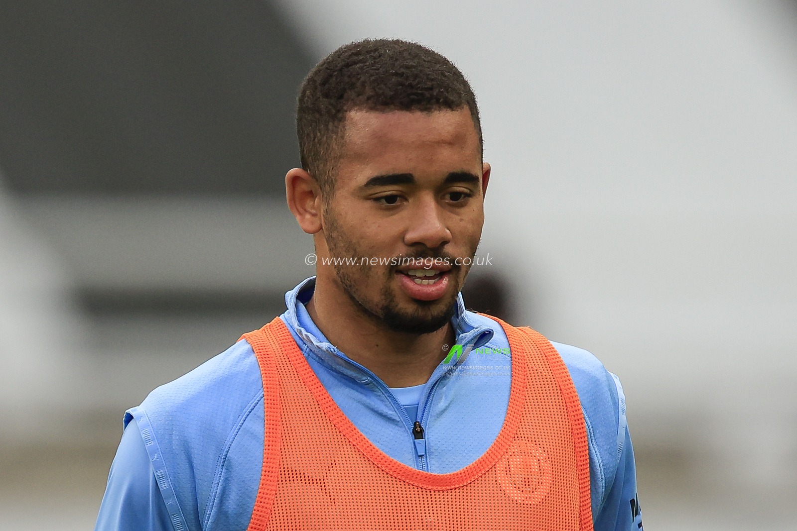 Gabriel Jesus #9 of Manchester City during the pre-game warmup