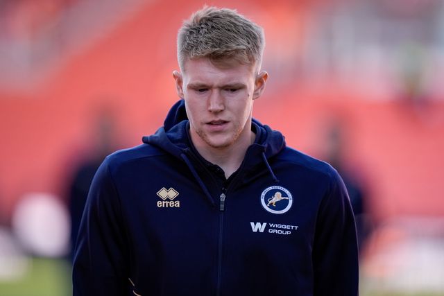 Josh Coburn of Millwall inspects the pitch prior to kick off during the Sky Bet Championship match Stoke City vs Millwall at Bet365 Stadium, Stoke On Trent, United Kingdom on 21 April 2026

(Photo by Maynard Manyowa/News Images)