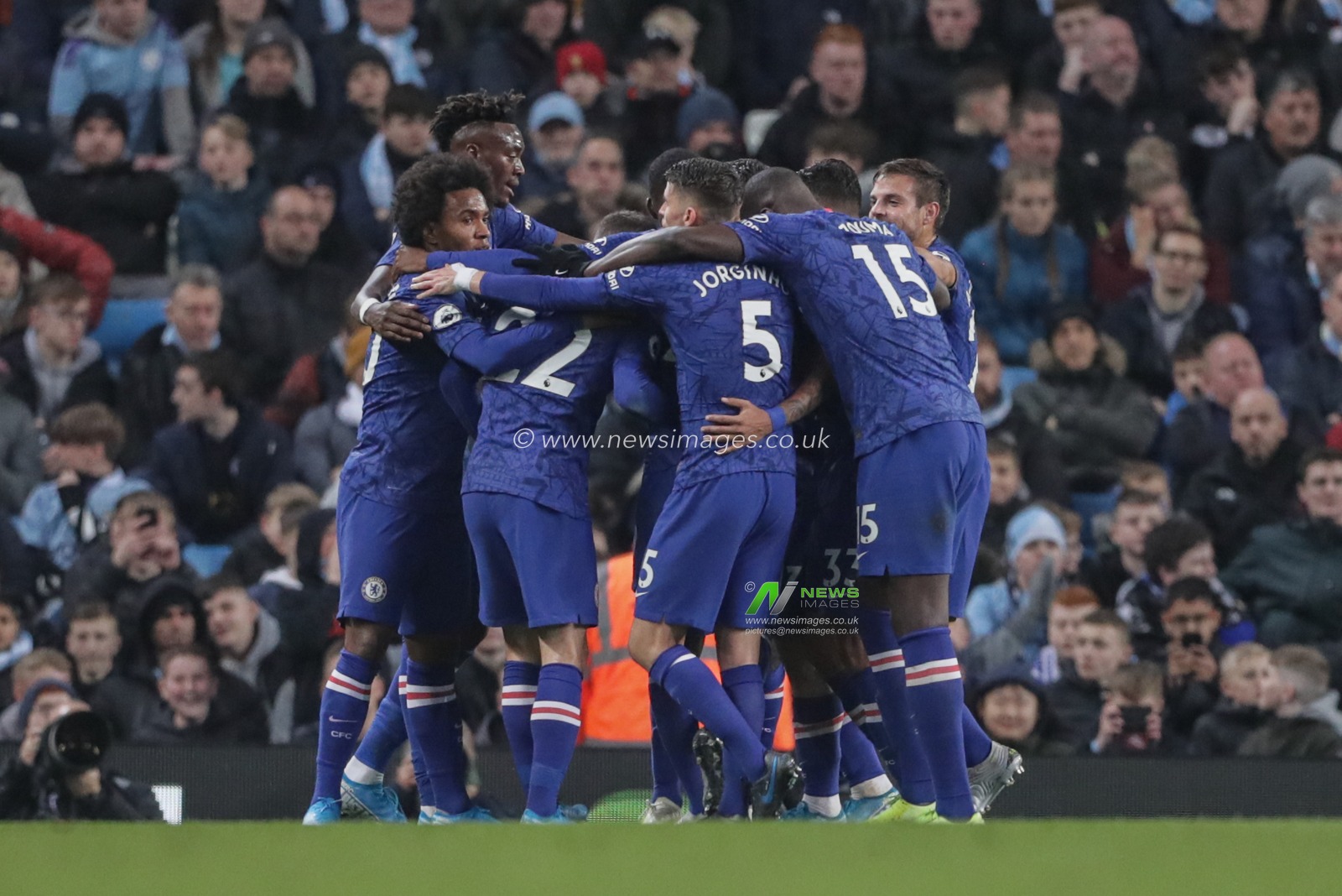 23rd November 2019, Etihad Stadium, Manchester, England; Premier League, Manchester City v Chelsea : N'Golo Kante (7) of Chelsea celebrates his goal to make it 0-1

Credit: Mark Cosgrove/News Images