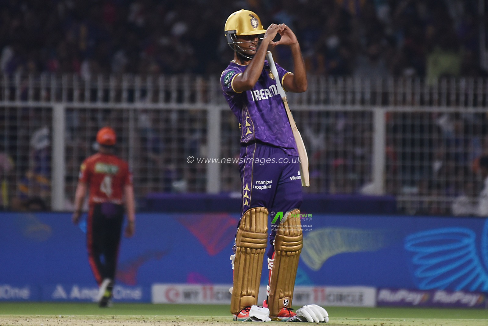 Kolkata Knight Riders' Angkrish Raghuvanshi celebrates after scoring fifty runs during the Indian Premier League (IPL) Twenty20 cricket match between Kolkata Knight Riders and Sunrisers Hyderabad at the Eden Gardens in Kolkata on April 3, 2025..Photo by Debajyoti Chakraborty.(Photo: Debajyoti Chakraborty/News Images)