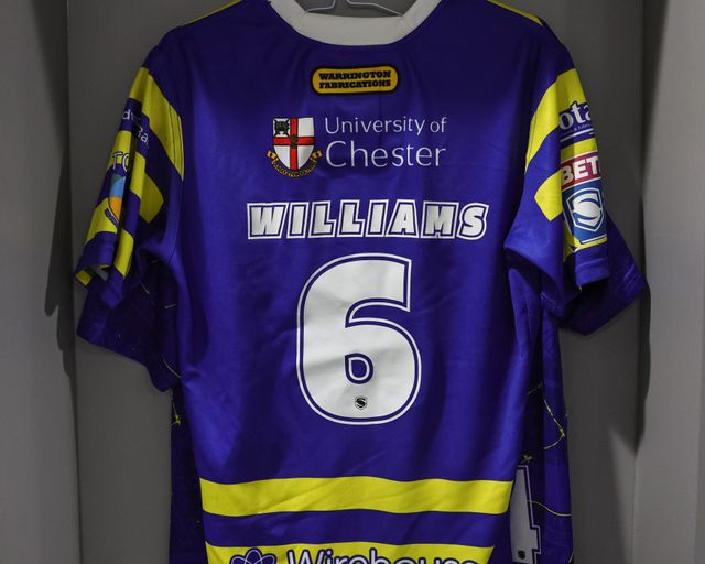 Shirt back of George Williams of Warrington Wolves during the Betfred Super League Round 4 match York Knights vs Warrington Wolves at LNER Community Stadium, York, United Kingdom on 06 March 2026

(Photo by Mark Cosgrove/News Images)