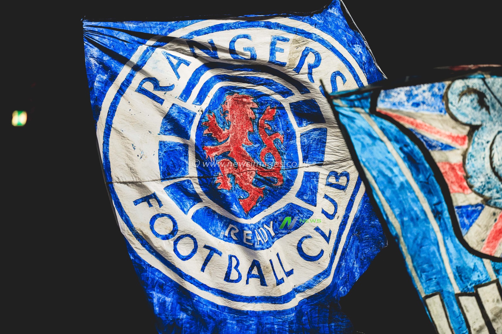 Rangers flags flying ahead of the UEFA Champions League match Liverpool vs Rangers at Anfield, Liverpool, United Kingdom, 4th October 2022

(Photo by James Heaton/News Images)