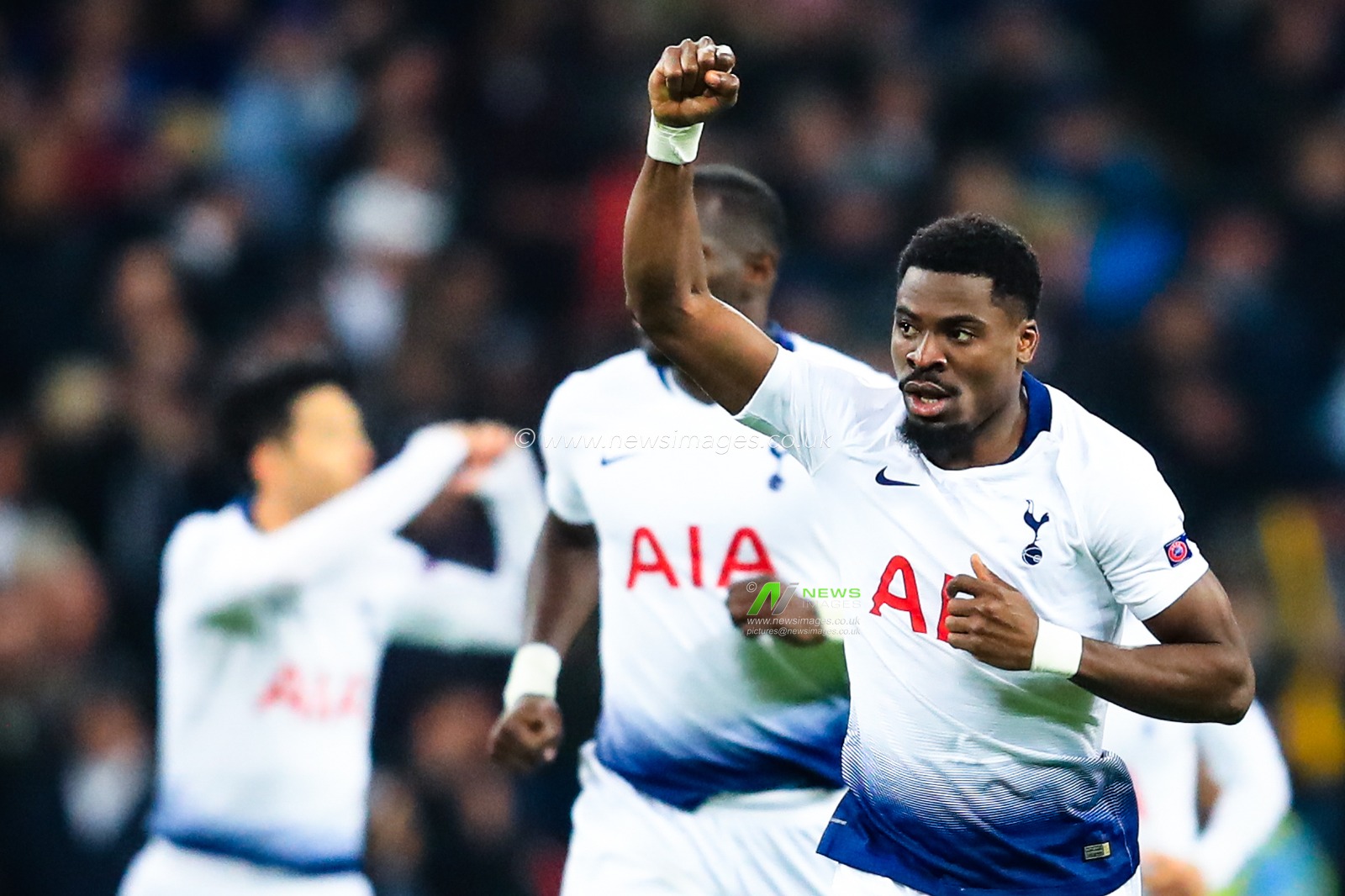 13th February 2019, Wembley Stadium, London, England; UEFA Champions League, Round of 16, Tottenham vs Borussia Dortmund ; Serge Aurier (24) of Tottenham celebrates Son Heung-min's goal to make it 1-0. 



Credit: Georgie Kerr/News Images