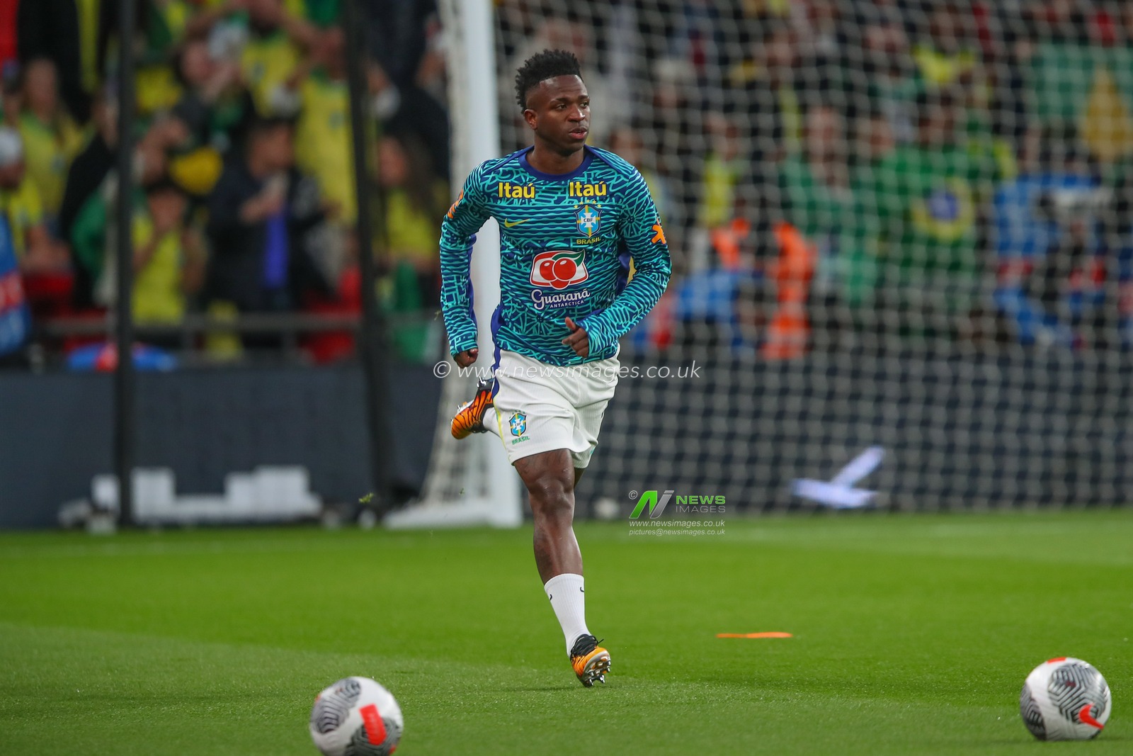 Vinicius Junior of Brazil in the pregame warmup session during the International Friendly match England vs Brazil at Wembley Stadium, London, United Kingdom, 23rd March 2024

(Photo by Gareth Evans/News Images)