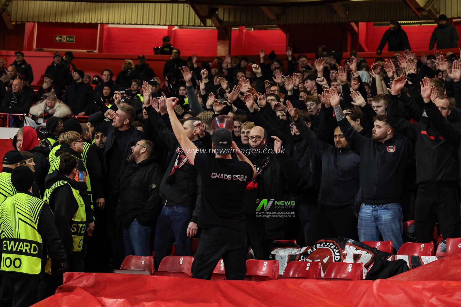 Midtjylland fans sing away during the UEFA Europa League Last 16 match Nottingham Forest vs FC Midtjylland at City Ground, Nottingham, United Kingdom on 12 March 2026

(Photo by Alfie Cosgrove/News Images)