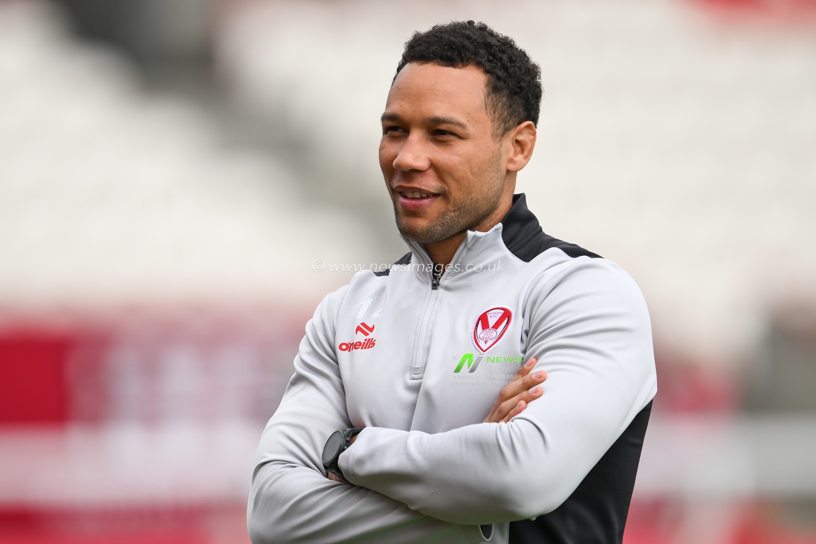 Moses Mbye of St. Helens arrives ahead of the Betfred Super League Round 10 match Hull KR vs St Helens at Sewell Group Craven Park, Kingston upon Hull, United Kingdom, 4th May 2024

(Photo by Craig Thomas/News Images)