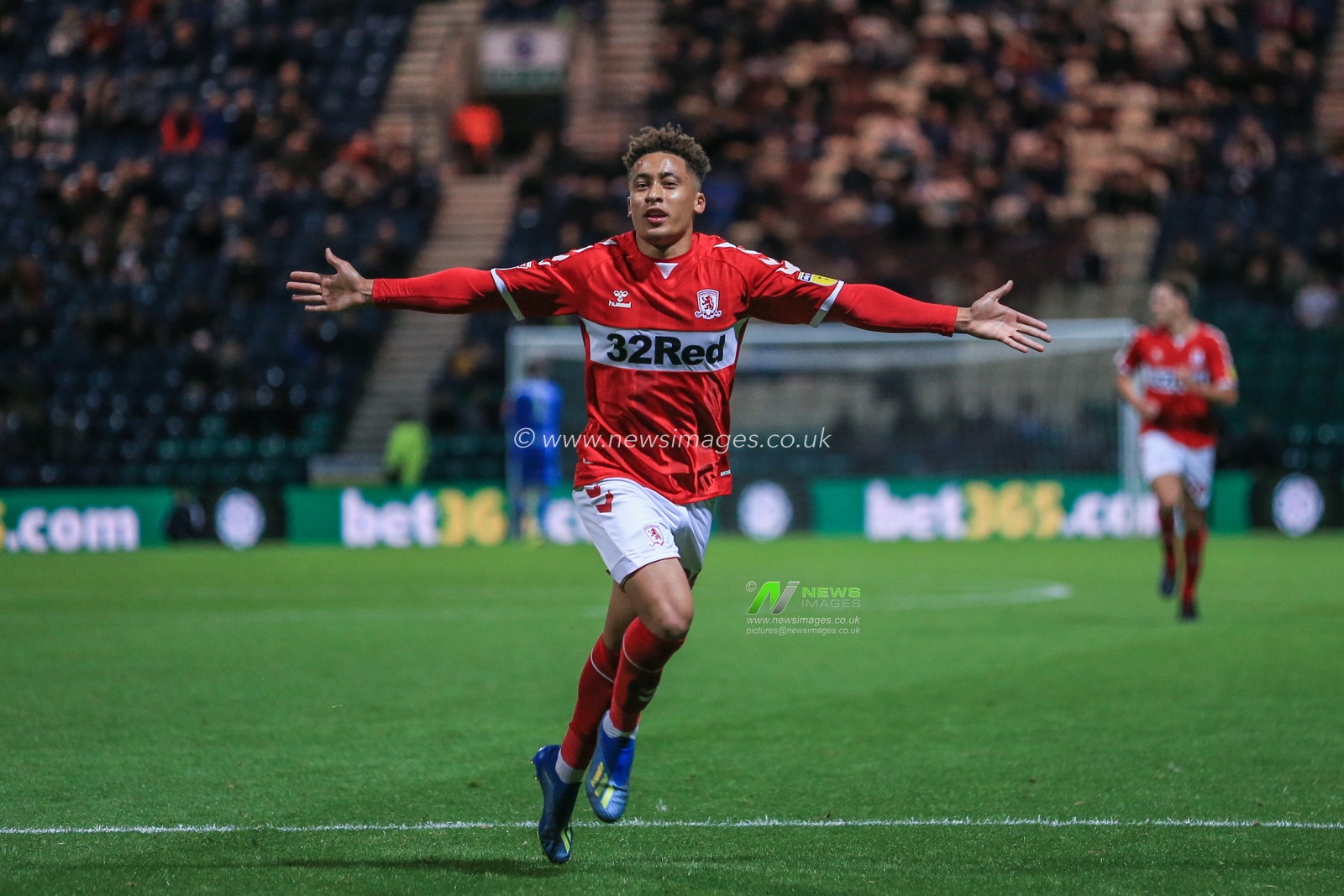 25th September 2018, Deepdale, Preston, England; Carabao EFL Cup, Third round, Preston North End vs Middlesbrough ;  Marcus Tavernier (28) of Middlesbrough 
celebrates his goal to make it 2-2

Credit: Mark Cosgrove/News Images

English Football League images are subject to DataCo Licence