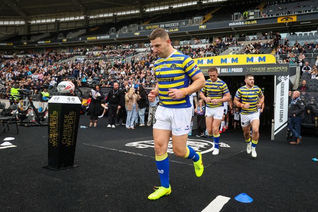 George Williams of Warrington Wolves during the Betfred Super League round 25 match Hull FC vs Warrington Wolves at MKM Stadium, Hull, United Kingdom on 29 August 2026

(Photo by Alfie Cosgrove/News Images)