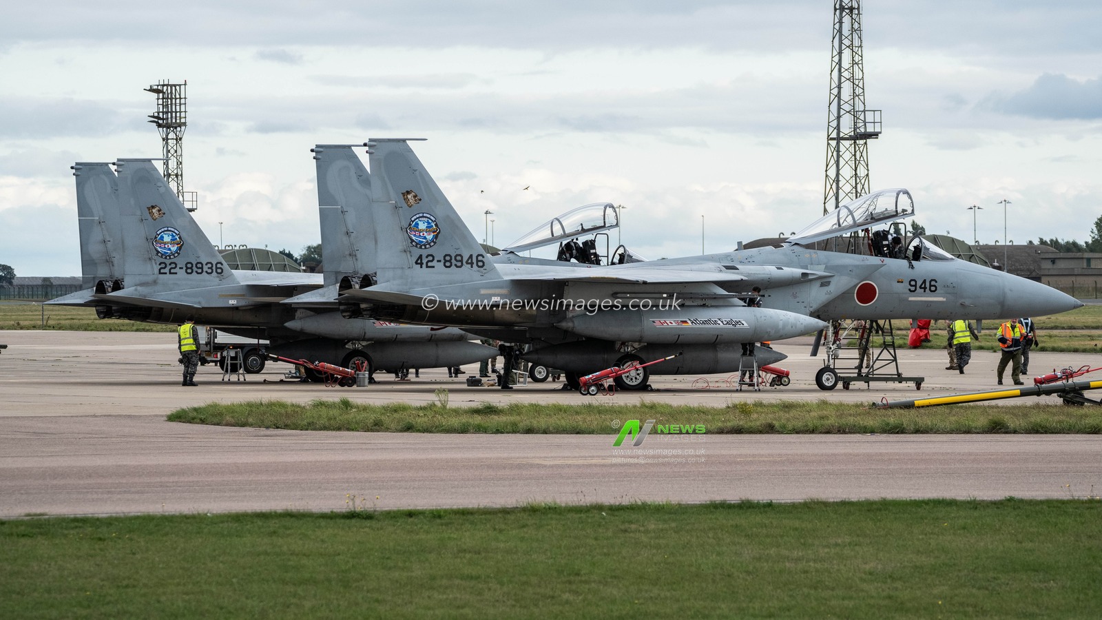 The Japan Air Self-Defense Force McDonnell Douglas F-15â€™s lands as JASDF successfully competes the first fighter aircraft deployment to Europe in its 71-year history, as they join the United Kingdomâ€™s Royal Air Force as they arrive at RAF Coningsby as part of the "Atlantic Eagles" mission. This landmark achievement strengthens defence cooperation between the United Kingdom and Japan whilst demonstrating the interconnected nature of global security at RAF Coningsby, Coningsby, United Kingdom, 22nd September 2025

(Photo by Kurt Fairhurst/News Images)