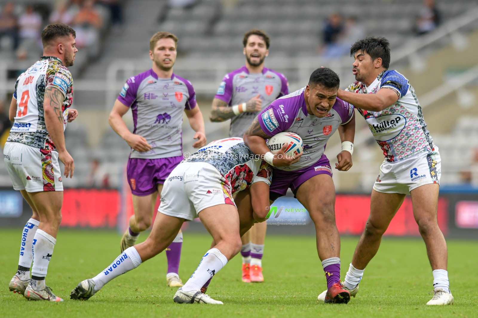 Albert Vete (8) of Hull KR drives the ball forward