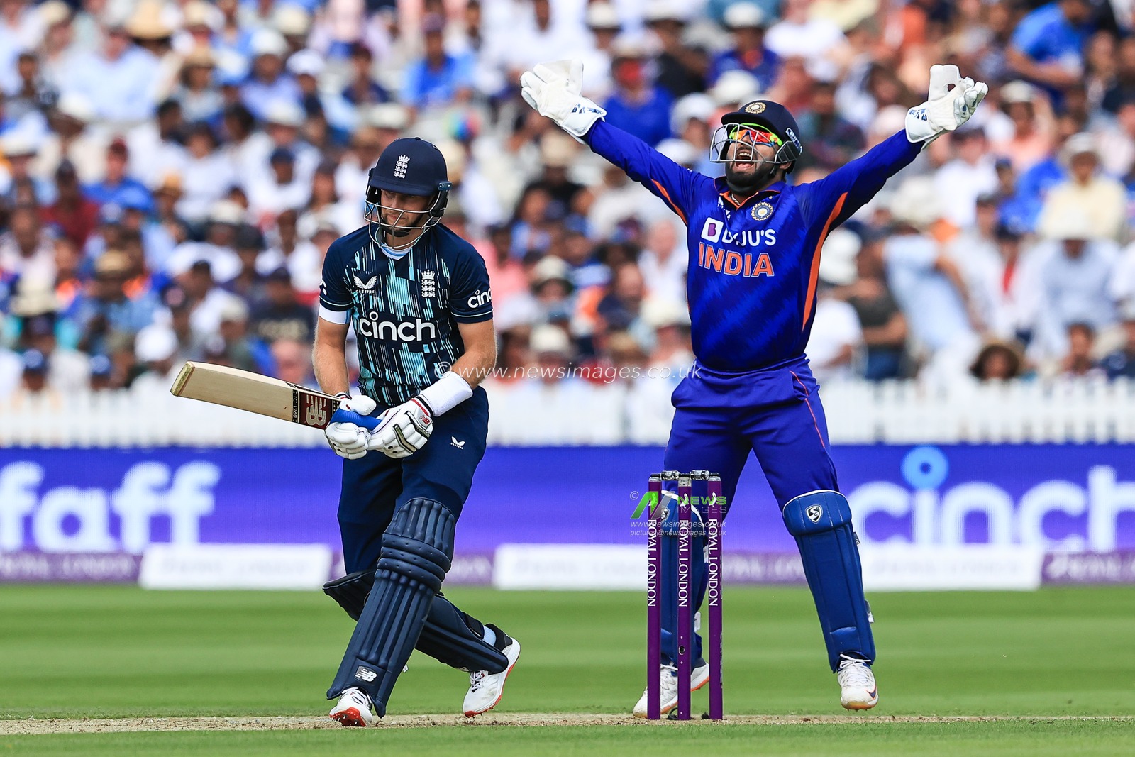 Joe Root of England is caught LBW by Yuzvendra Chahal of India