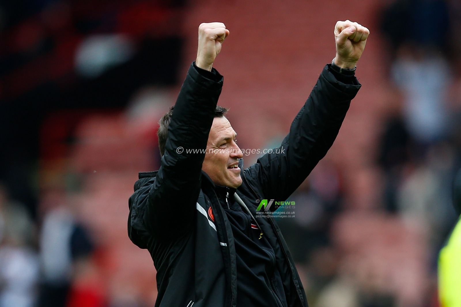 Paul Heckingbottom manager of Sheffield United celebrates winning the Sky Bet Championship match Sheffield United vs Cardiff City at Bramall Lane, Sheffield, United Kingdom, 15th April 2023

(Photo by Ben Early/News Images)